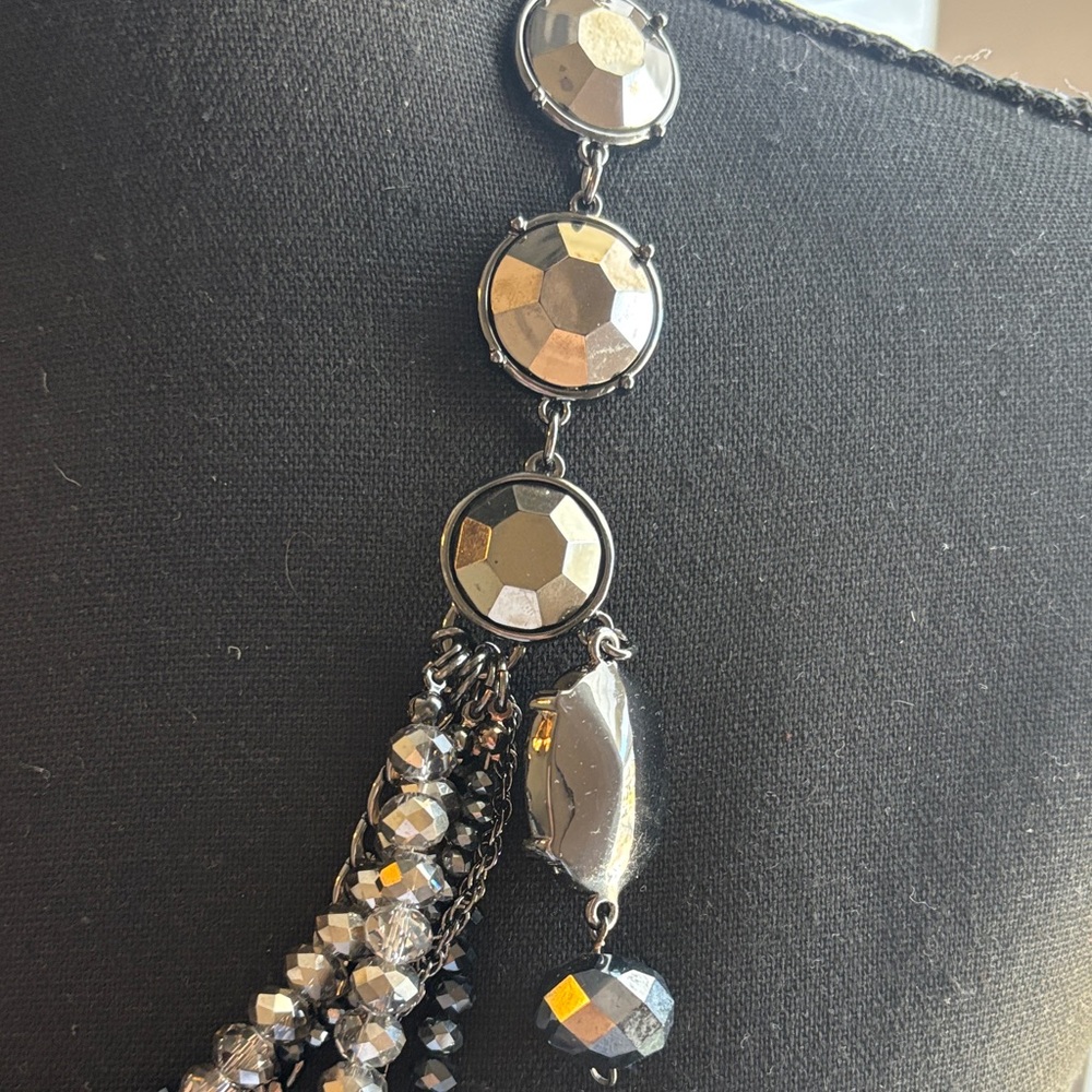 Chico's Hematite Multi-Strand Statement Necklace … - image 3